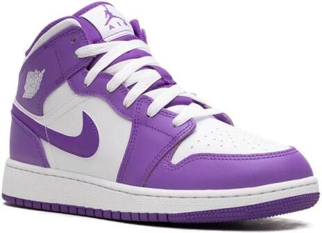 Jordan Kids "Air Jordan 1 Mid White Purple sneakers" Wit