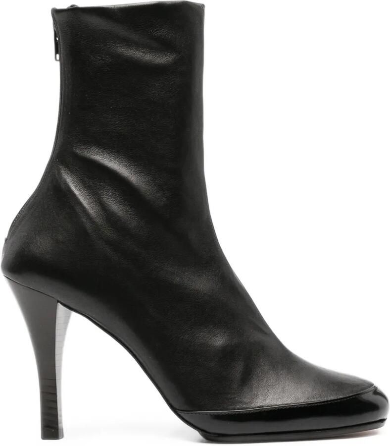 Jude Luna ankle boots black stretch and brushed leather Zwart