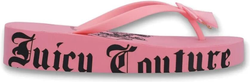 Juicy Couture Heritage teenslippers met sleehak en strik Roze