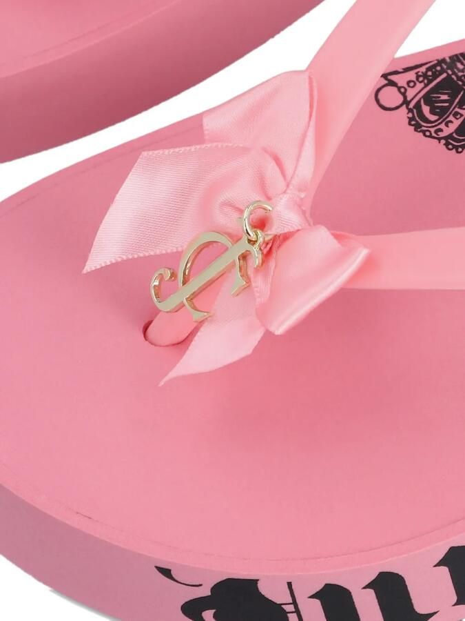 Juicy Couture Heritage teenslippers met sleehak en strik Roze - Foto 2