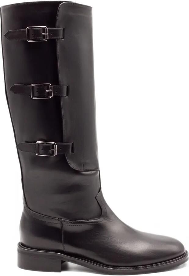 Julie Dee buckle-strap biker boots Zwart
