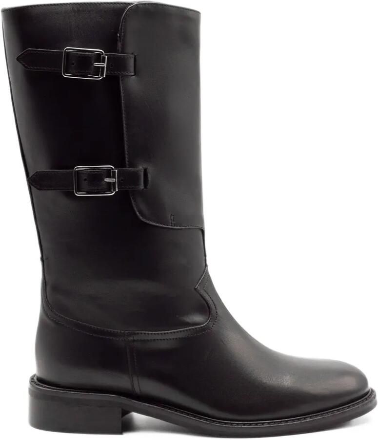 Julie Dee buckle-strap biker boots Zwart