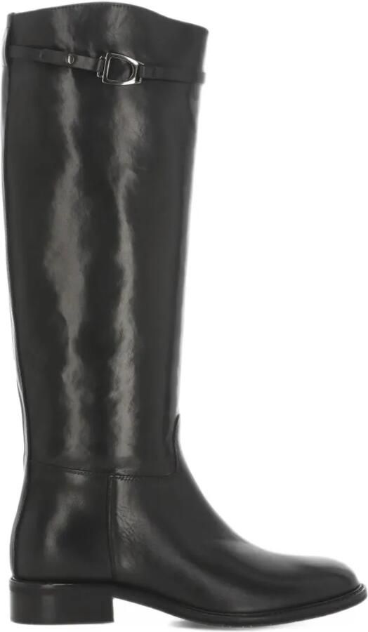 Julie Dee buckle-strap leather boots Zwart