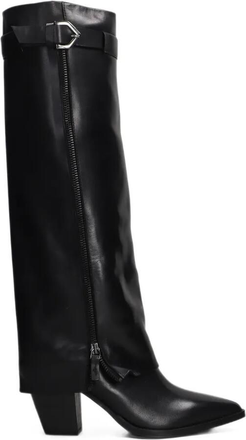Julie Dee buckled fold-over boots Zwart
