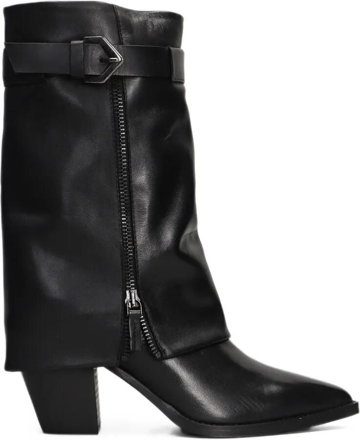 Julie Dee buckled foldover-top boots Zwart