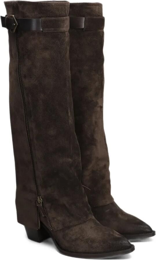 Julie Dee buckled suede knee-high boots Bruin