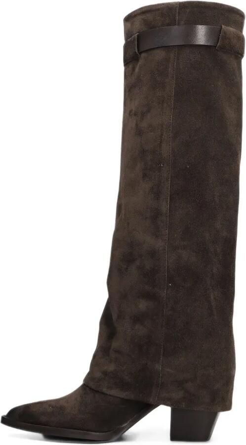 Julie Dee buckled suede knee-high boots Bruin - Foto 3