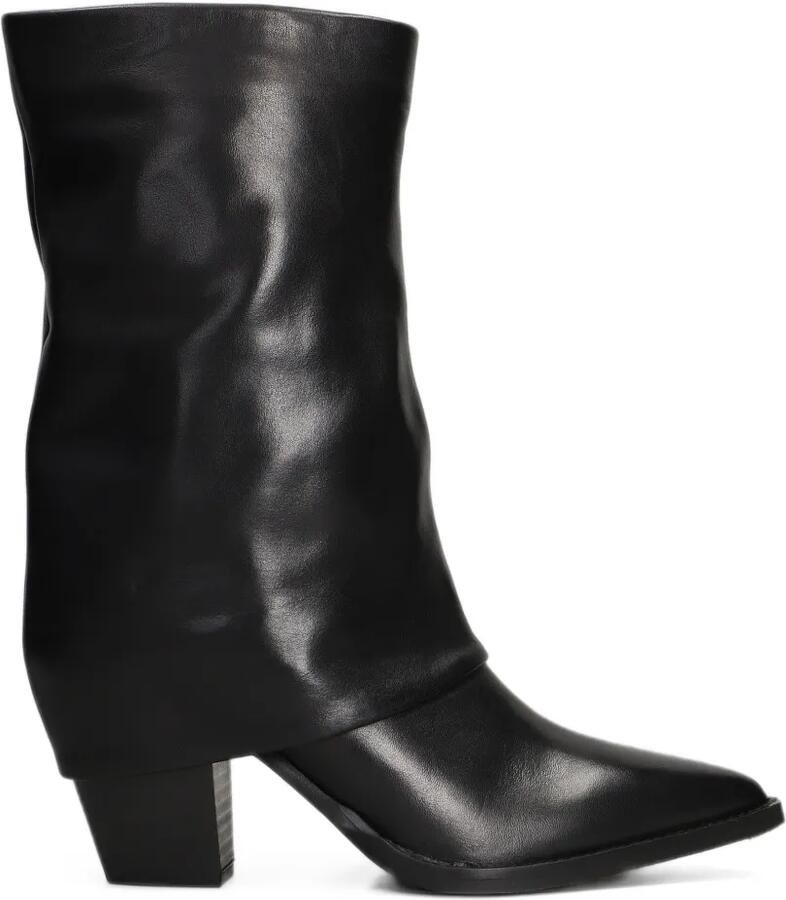 Julie Dee foldover pointed-toe ankle boots Zwart