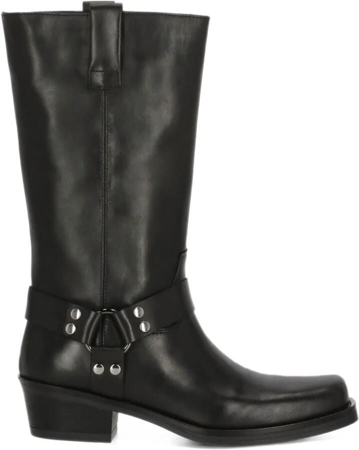 Julie Dee harness-detail leather boots Zwart