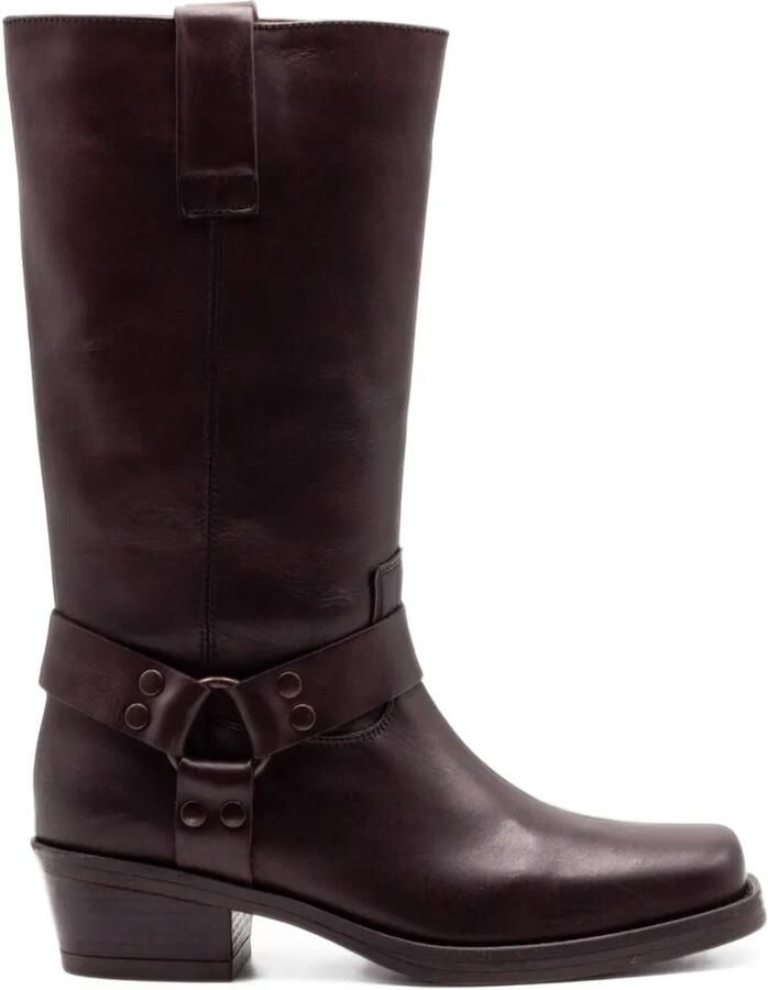 Julie Dee harness-detail square-toe boots Bruin