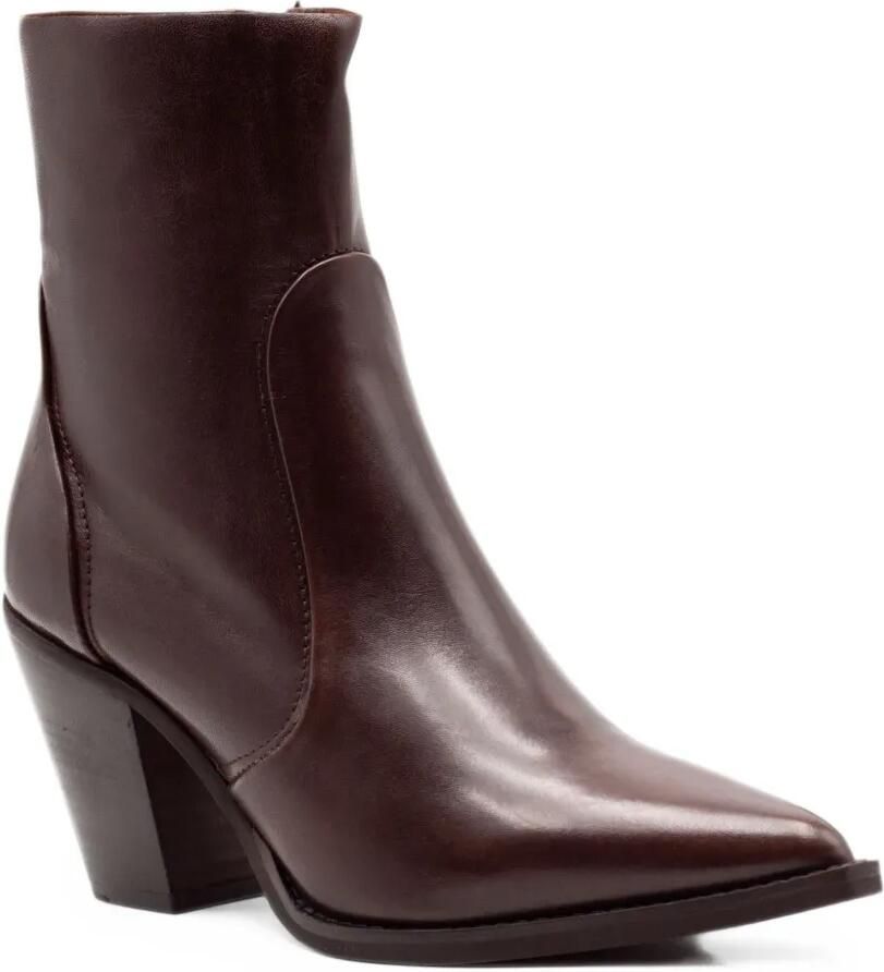 Julie Dee pointed-toe leather ankle boots Bruin - Foto 3