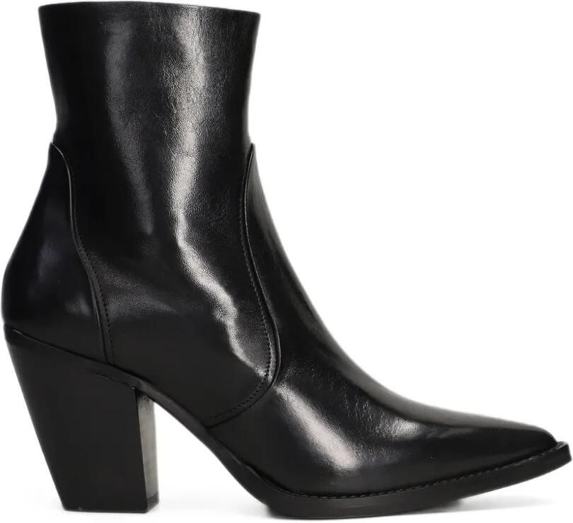 Julie Dee pointed-toe leather boots Zwart