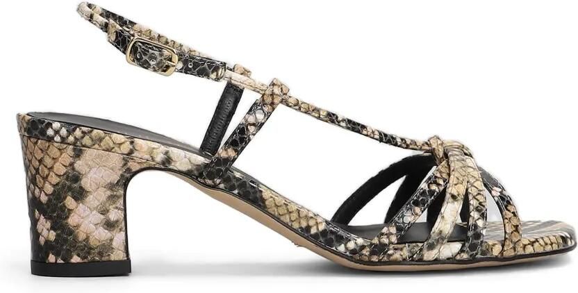 Julie Dee Sandalen met bandjes en pythonprint Beige