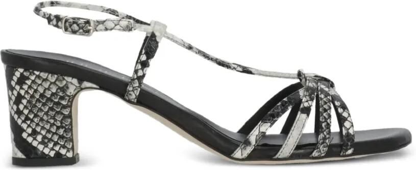 Julie Dee Sandalen met slangen-effect en bandjes Zwart