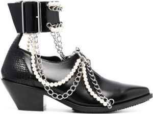 Junya Watanabe Cowboylaarzen met kettingdetail Zwart