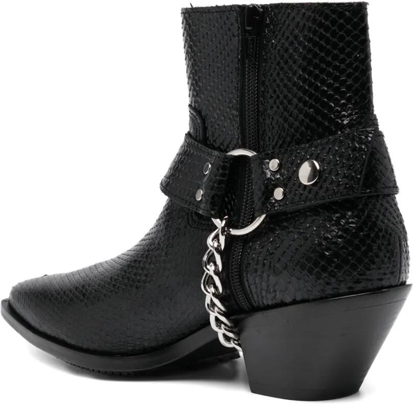 Junya Watanabe 50 mm laarzen met slang en kettingdetail Zwart