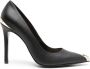 Just Cavalli 110mm leren pumps met metalen neus Zwart - Thumbnail 1