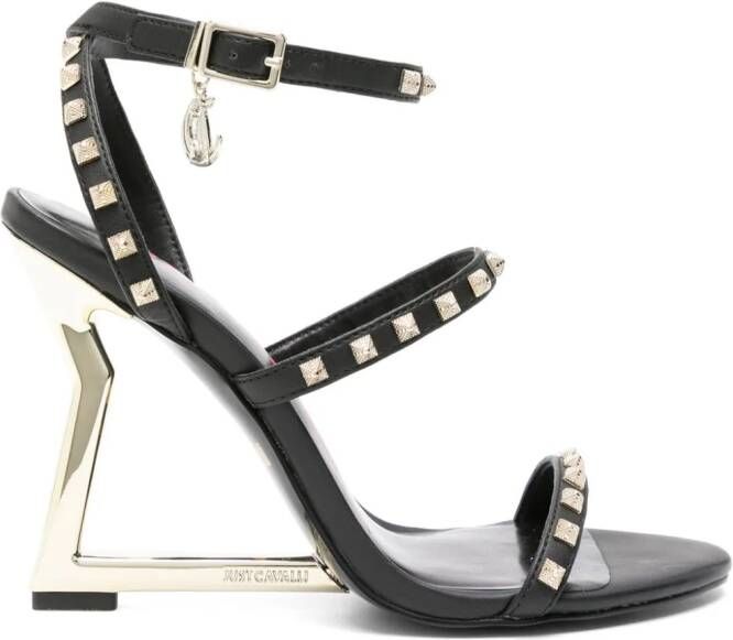 Just Cavalli 110mm leren sandalen met studs Zwart