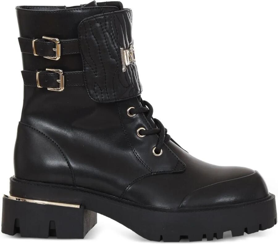 Just Cavalli Combat boots met logogespen Zwart