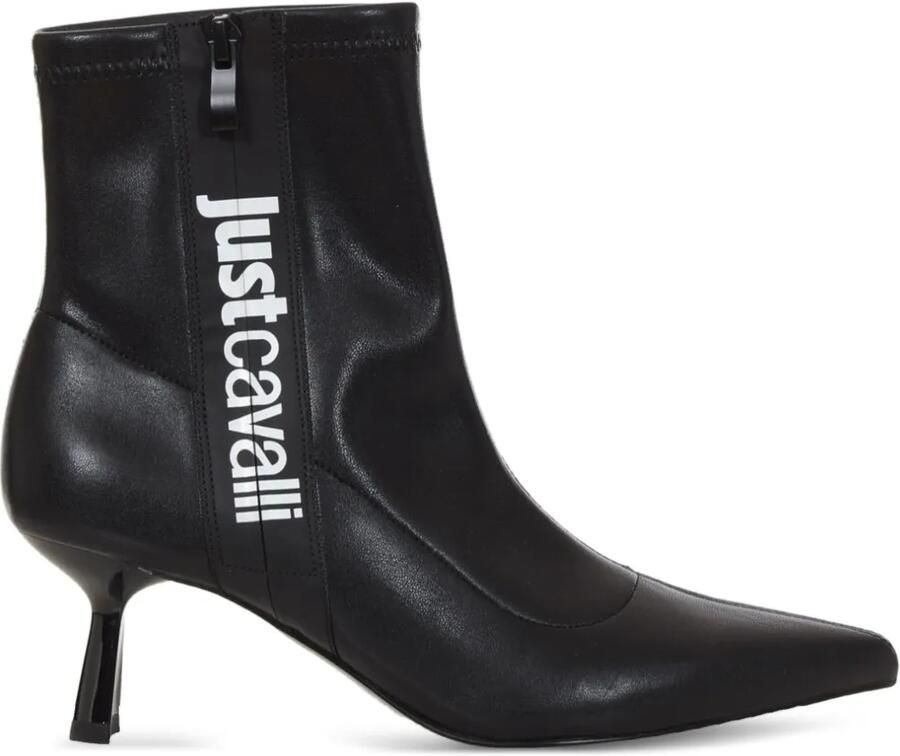 Just Cavalli Enkellaarzen met puntige neus en logodetail Zwart