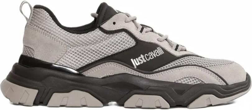 Just Cavalli panelled logo-print sneakers Grijs