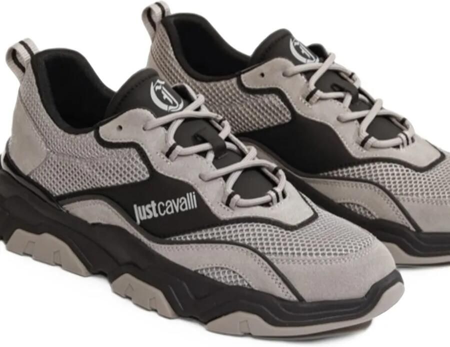 Just Cavalli panelled logo-print sneakers Grijs - Foto 2