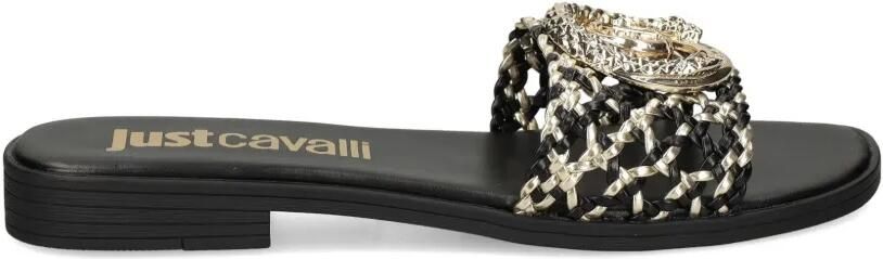 Just Cavalli Sandalen met logoplakkaat Zwart