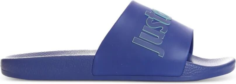 Just Cavalli Slippers met logoprint Blauw
