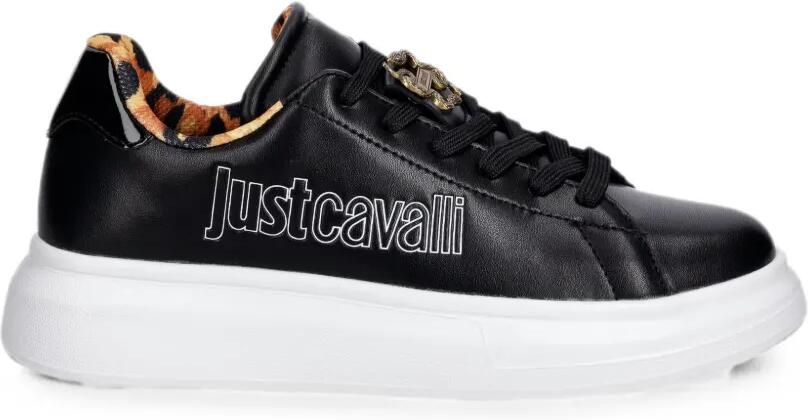 Just Cavalli Sneakers met dierenprint en logodetail Zwart
