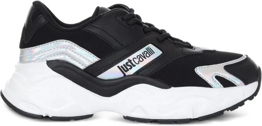 Just Cavalli Sneakers met iriserende vlakken Zwart