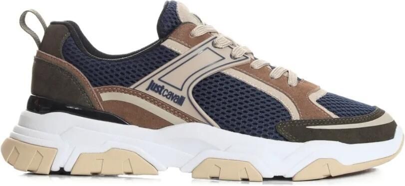 Just Cavalli Sneakers met vlakken en textuur Blauw
