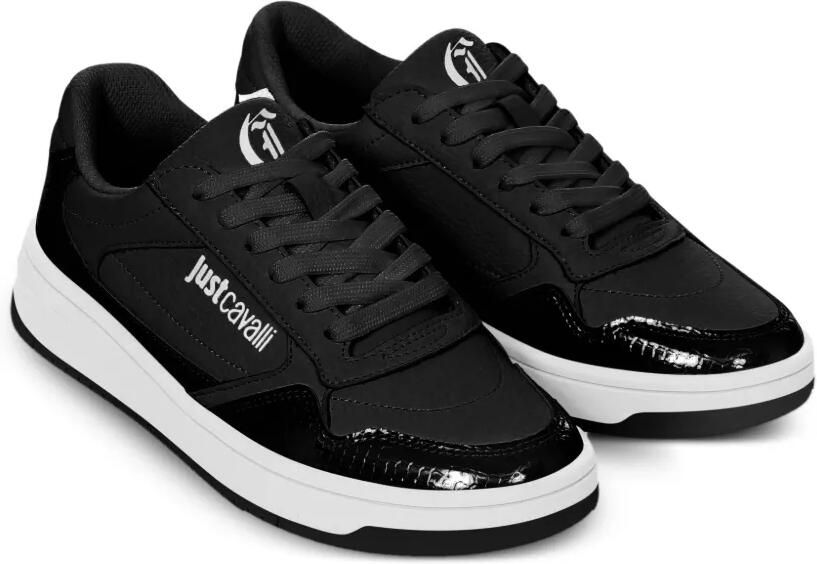Just Cavalli Sneakers met vlakken met slangenhuidprint Zwart