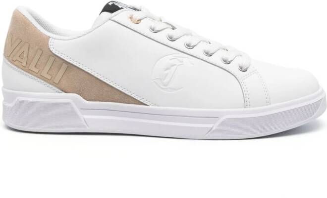 Just Cavalli Leren sneakers met logo-reliëf Wit