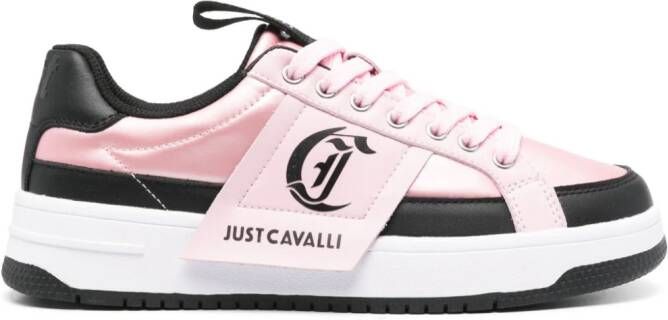 Just Cavalli logo-patch panelled sneakers Roze