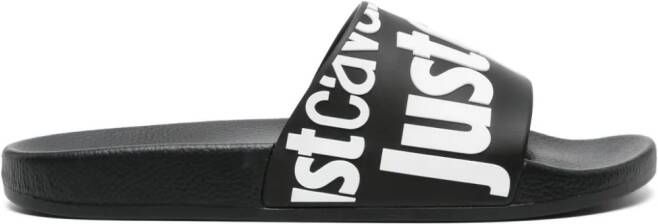 Just Cavalli Slippers met logo-reliëf Zwart