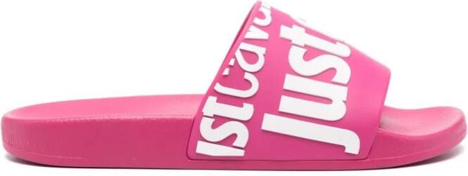 Just Cavalli Slippers met logo Roze