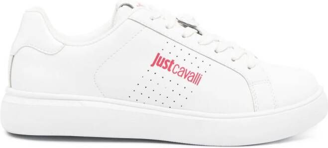 Just Cavalli Tiger Head sneakers van imitatieleer Wit