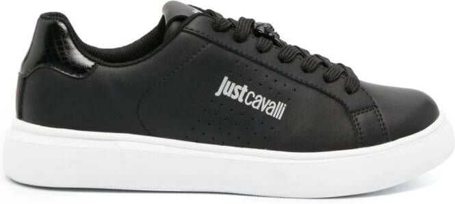 Just Cavalli Tiger Head sneakers van imitatieleer Zwart