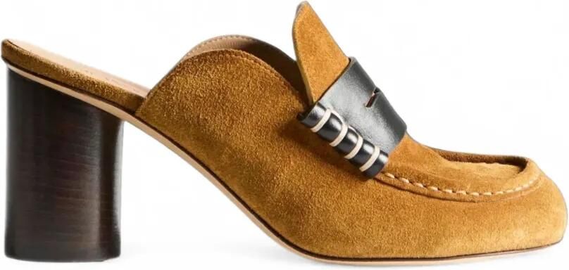 JW Anderson Kalfsleren suède penny loafers Bruin