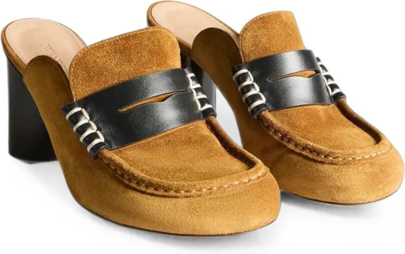JW Anderson Kalfsleren suède penny loafers Bruin - Foto 3