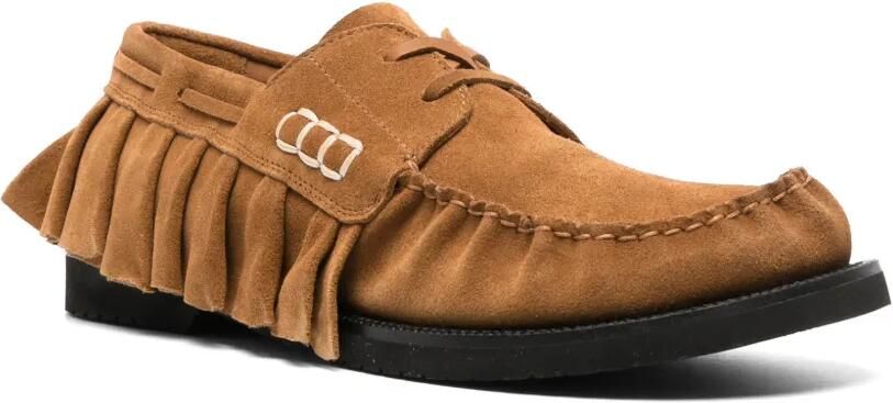 JW Anderson loafer ruffle suede boat shoes in caramel Bruin