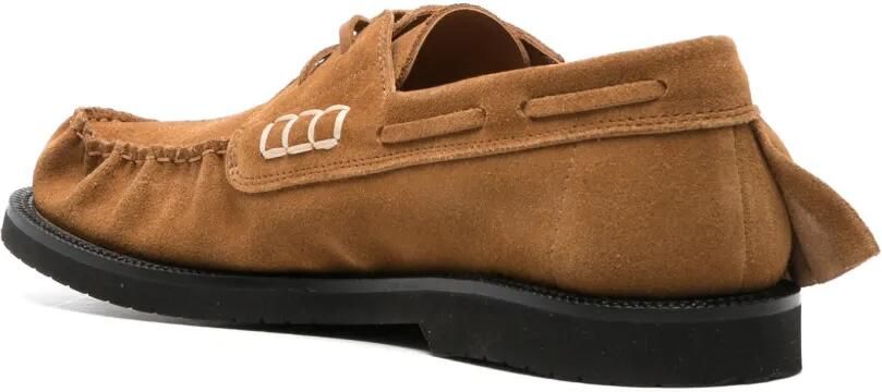 JW Anderson loafer ruffle suede boat shoes in caramel Bruin - Foto 3
