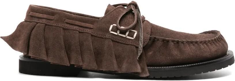 JW Anderson loafer ruffle suede boat shoes in chocolate brown Bruin