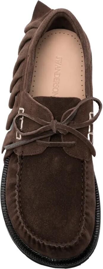 JW Anderson loafer ruffle suede boat shoes in chocolate brown Bruin - Foto 4