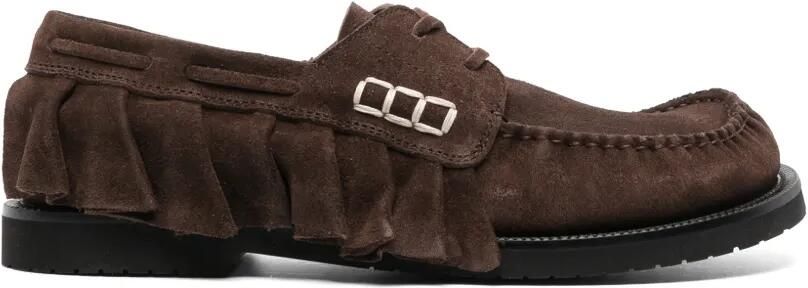 JW Anderson loafer ruffle suede boat shoes in chocolate brown Bruin