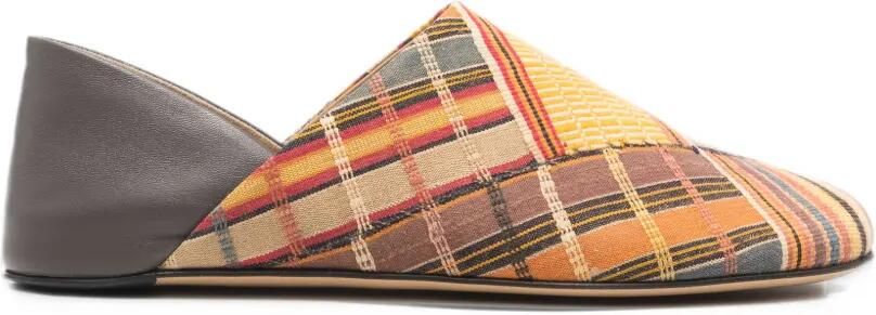 JW Anderson patchwork check slippers Oranje