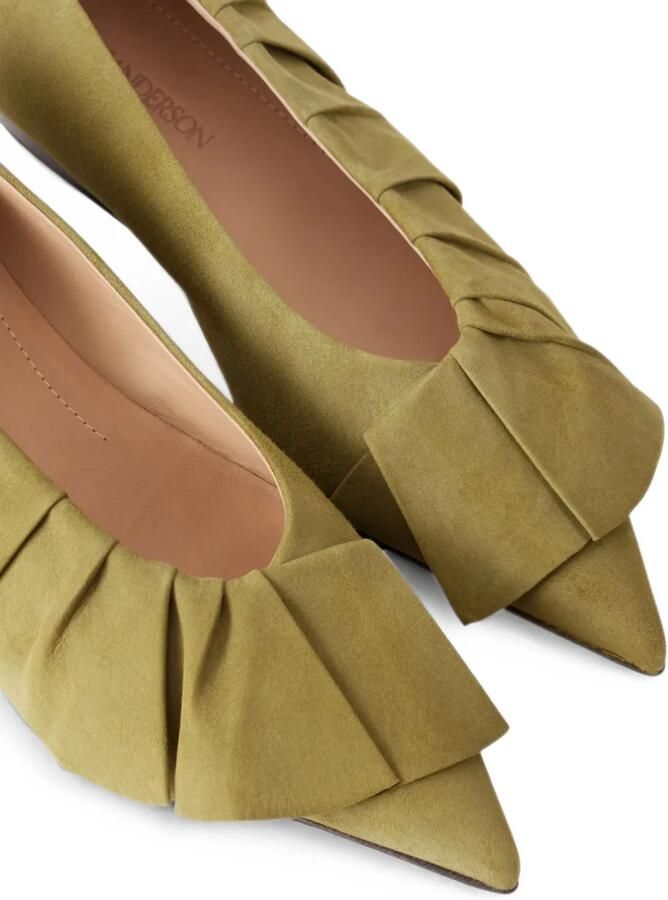 JW Anderson Platte pumps met puntige neus en ruches Groen