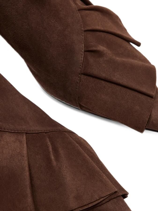 JW Anderson Suède enkellaarzen met ruches Bruin