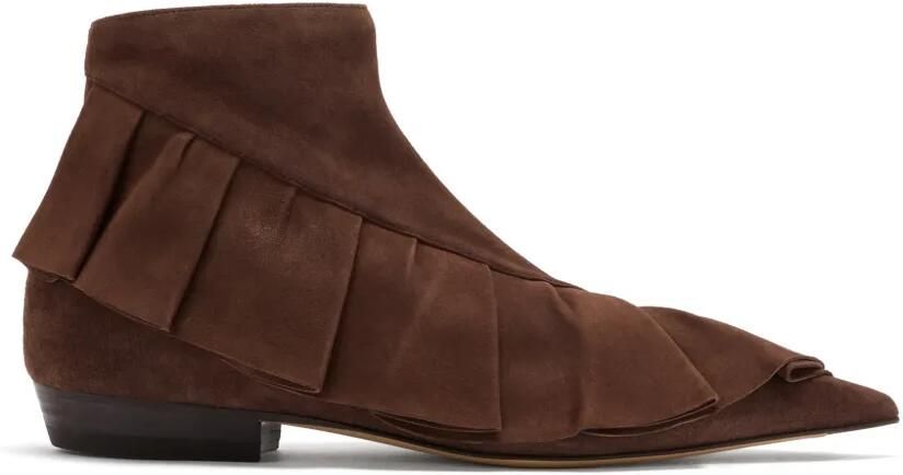 JW Anderson Suède enkellaarzen met ruches Bruin - Foto 3