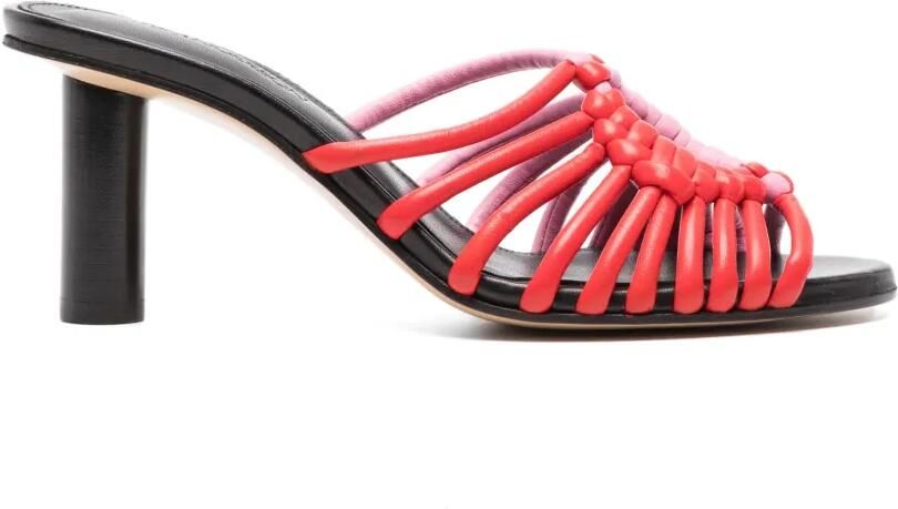 JW Anderson woven heeled leather plot sandals in red & bubblegum pink Rood